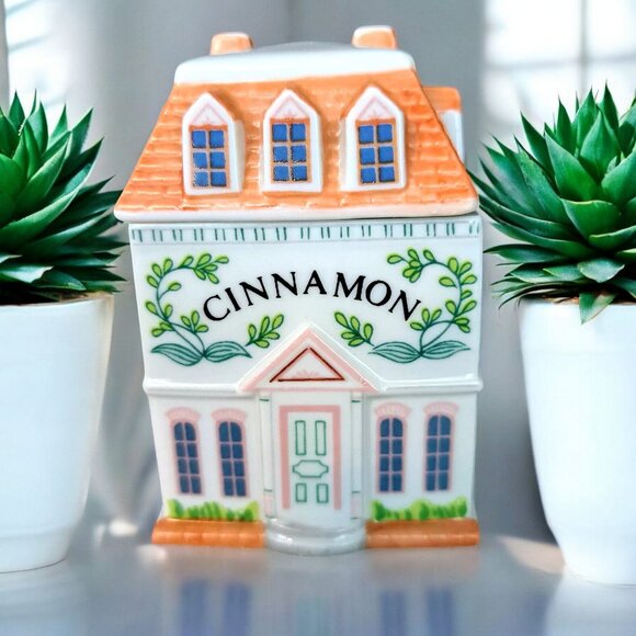 Vintage Cinnamon Lenox Spice Village Jar House W/Lid Fine Porcelain 1989 - Picture 3 of 12